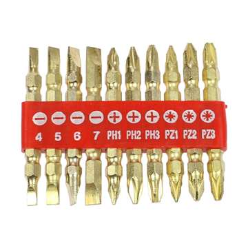 bity 1/4", PL - PH - PZ, délka 50 mm, oboustranné, sada 10 dílů, maximální zatížení 25 Nm