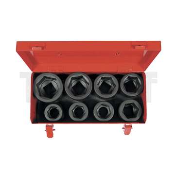 hlavice nástrčné 1", 6ti hran 27 - 50 mm, tvrzené, sada 8 dílů