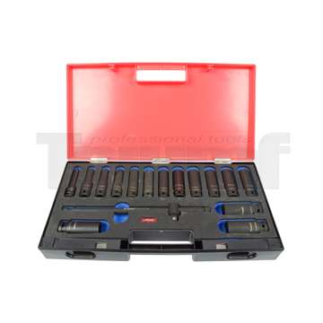 hlavice nástrčné 1/2", 12ti hran 10 - 24 mm, prodloužené, tvrzené, sada 17 dílů