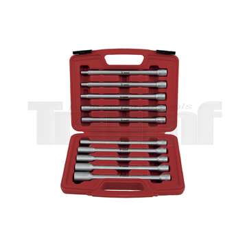 hlavice nástrčné 3/8", E-profil E8 - E20, prodloužené, sada 10 dílů