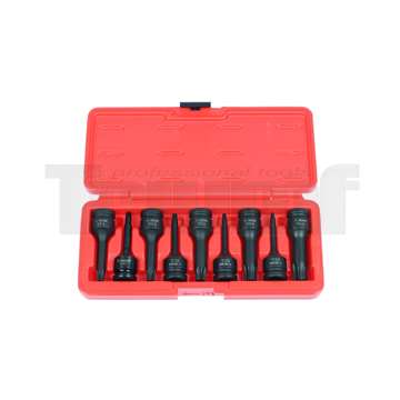 hlavice zástrčné 1/2", Torx T27 - T80, délka 78 mm, tvrzené, sada 9 dílů