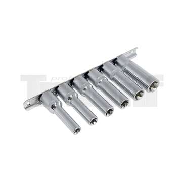 hlavice nástrčné 1/2", E-profil E10 - E20, prodloužené, sada 6 dílů