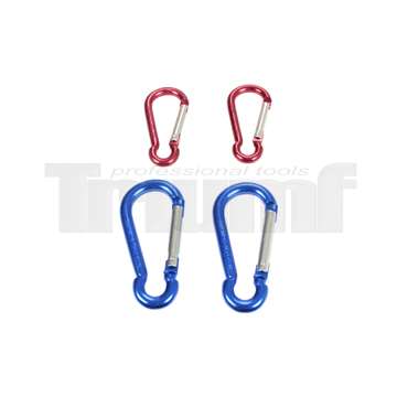karabina s výklopným poutkem 2x červená 60 x 2 mm, 2x modrá 80 x 2 mm, sada 4 díly