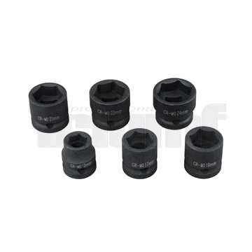 hlavice nástrčné 1/2", 6ti hran 13 - 24 mm, extra krátké, tvrzené, sada 6 dílů