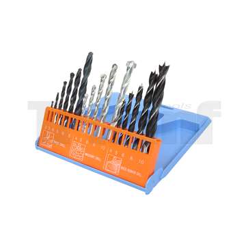 vrtáky spirálové do kovu, zdiva a dřeva, sada 16 dílů