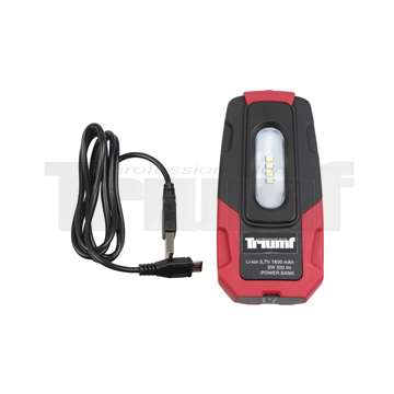 svítilna příruční LED COB pásek + 4 LED SMD, akumulátorová 3,7 V/ 1800 mA, s USB