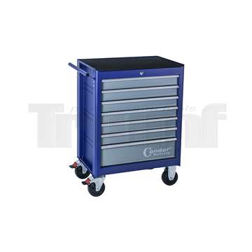 vozík montážní prázdný, 7 zásuvek, modrý