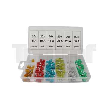 pojistky nožové ploché, MINI, sada 120 dílů