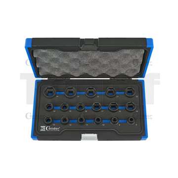 hlavice nástrčné 1/2", 6ti hran 8 - 24 mm, extra krátké, tvrzené, Xcess Performance, sada 17 dílů