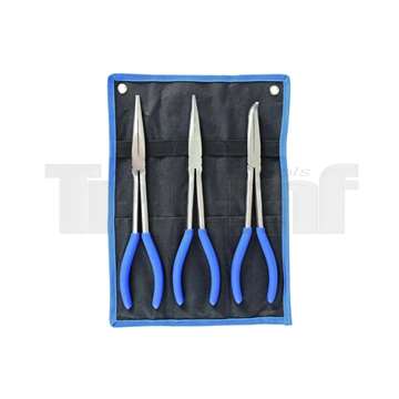 kleště půlkulaté "telefonní" přímé, zahnuté 45°- 90°, extra dlouhé, máčená izolace, sada 3 díly