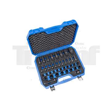 hlavice nástrčné 1/2", 6ti hran 8 - 32 mm, tvrzené, sada 40 dílů