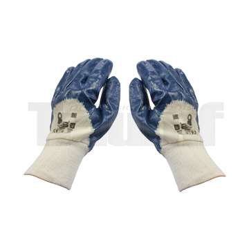 rukavice pracovní bavlněné máčené v modrém nitrilu, vel. 9"