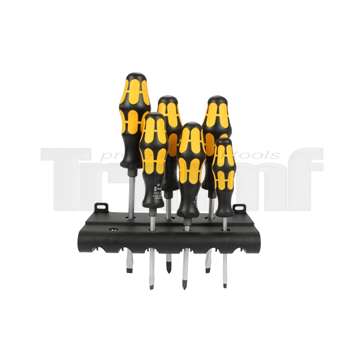 šroubováky ploché PL3,5 - PL7, křížové PH1- PH2, plastový stojánek, sada 6 dílů, 932/6