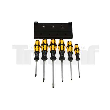 šroubováky ploché PL3,5 - PL7, křížové PZ1- PZ2, plastový stojánek, sada 6 dílů, 932/918/6