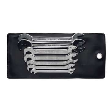 klíče ploché oboustranné 4 -11 mm, extra tenké, hlavy vyhnuté 15° a 82,5°, sada 8 dílů