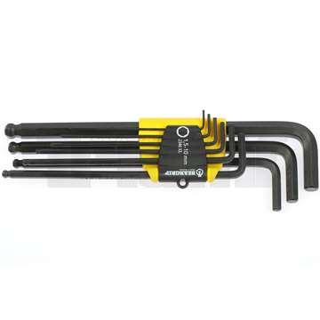 klíče zástrčné Inbus 1,5 - 10 mm, s koulí, extra dlouhé, sada 9 dílů, 2346 XL