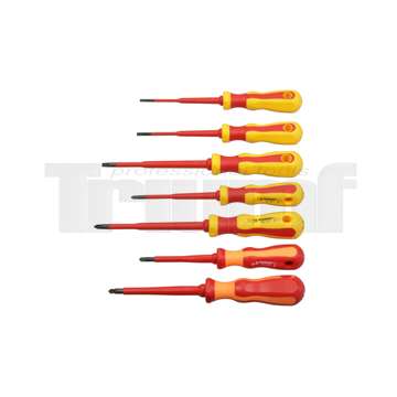 šroubováky ploché PL3,5 - PL5,5, křížové PH1 - PH2, PlusMinus PZ1 - PZ2 VDE do 1000 V, sada 7 dílu
