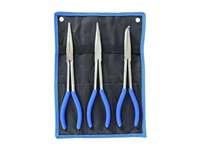 kleště půlkulaté "telefonní" přímé, zahnuté 45°- 90°, extra dlouhé, máčená izolace, sada 3 díly